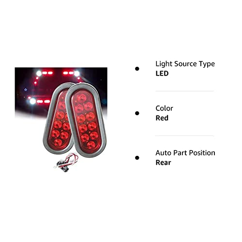 Autosmart 2Pcs Red Oval Sealed Led Turn Signal And Parking Light Kit With Light, Grommet And Plug For Truck, Trailer (Turn, Stop, And Tail Light) #TOP7