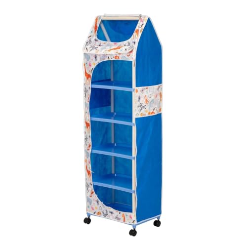 Image of YouCopia Baby Wardrobe Plastic Kids Storage Rack with Fabric Cover & Wheels | 6-Tier Plastic Shelves Organizer | Toy, Book & piceLiner Spice Drawer Liner, Kids Room (Wild Animal)