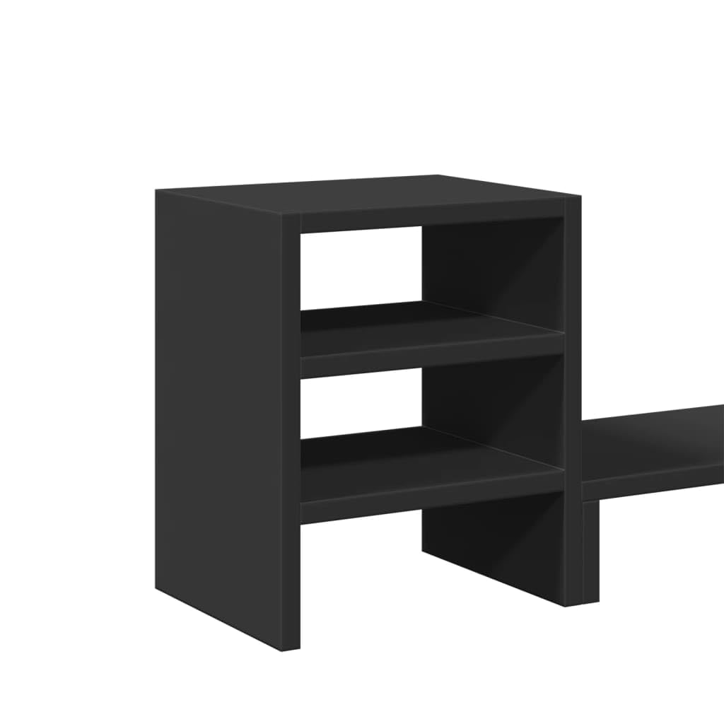 Supporto per monitor con organizer da scrivania in legno nero, 80 x 20 x 30 cm, portata 35 kg, ripiano per ufficio e home office con organizzazione ergonomica