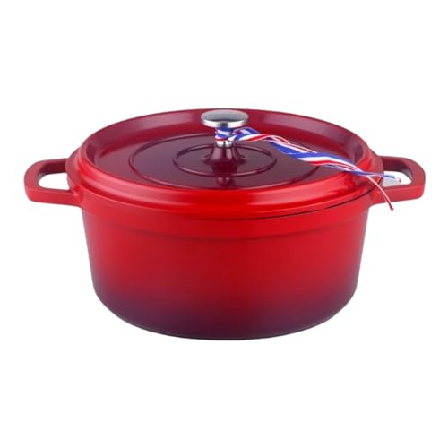 Kamberg - 0008186 - Cocotte Ø 16 cm Ronde Rouge Flammée - Fonte d'aluminium - Revêtement pierre - Tous feux dont induction - Sans PFOA