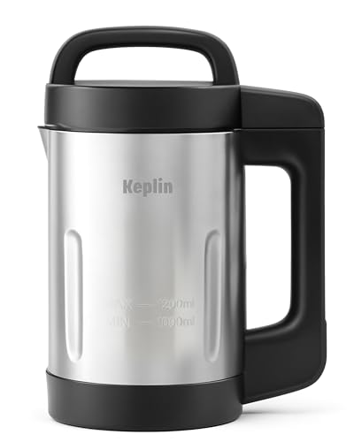 Keplin 3-in-1 Soup Maker & Blender 1.2L- Blend & Juice Functions 3-5 Portions of Smooth & Chunky Soup Keep Warm Mode Auto-Stir & Overspill Sensor Press Button Control Easy Clean- 2 Year Warranty