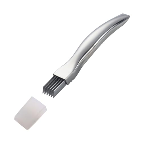 白髪ネギ カッター ねぎスライサー 細切り 細断シルクナイフ オールステンレス製 キャップ付き 食洗器使用可 しらがねぎ 野菜 唐辛子カッター 便利小物 5色選択可能 (シルバー)