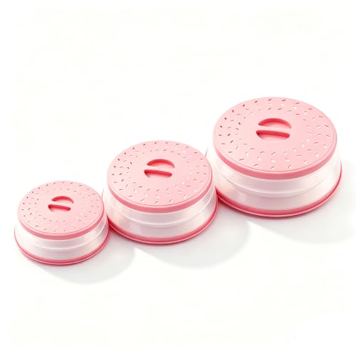Image of Collapsible Microwave Splatter Cover(pink, Set of 3)