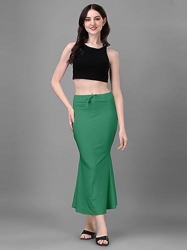 Image of Women's Saree Shapewear Petticoat, Cotton Blend Stretchable Mermaid Skirt, High Waist Tummy Control, Smooth Curve Fit with Adjustable Drawstring