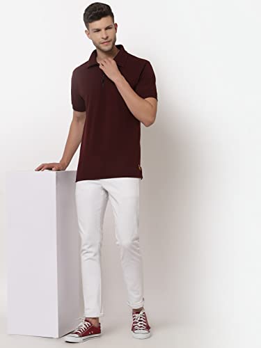 Image of UZARUS Men's Solid Cotton Regular Fit Polo T-Shirt
