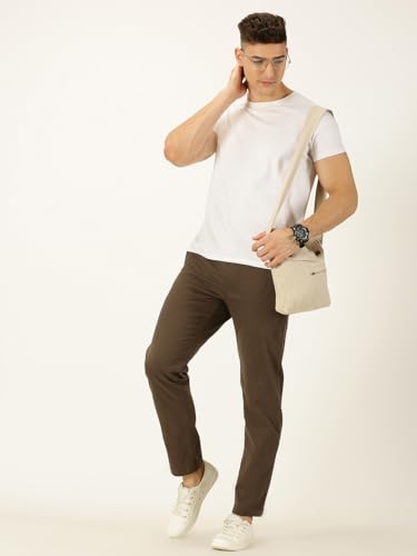 Image of Thomas Scott Men's | Solid | Light Weight | Breathable Fabric | Elasticated Waist | Mid Rise | Regular Fit | Cotton Blend | Drawstring | Chino Trouser | Pants