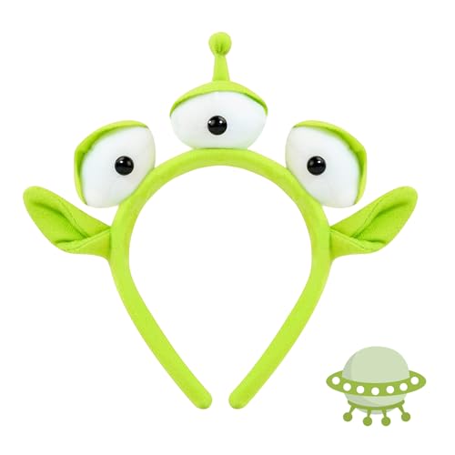 Alien Headband for Adults Plush There-Eyes Monster Halloween Headband Costume Headwear Accessories for Theme Party Cosplay and Halloween