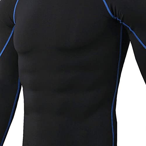 Men Compression Shirts, High Elastic Long Sleeves Sports Top for Athletic Workout Shirt (M)