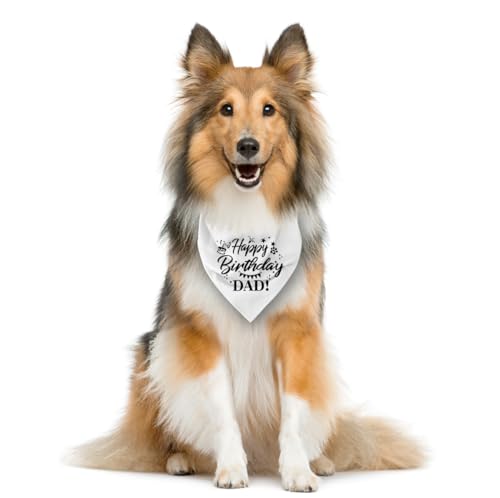 Bandana de feliz cumpleaños para papá bufanda blanca triangular de tejido suave para perros 3