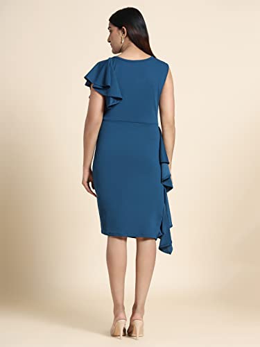 Image of Pandadi Saree Women's Stretchable Bodycon Lycra Dress Blue
