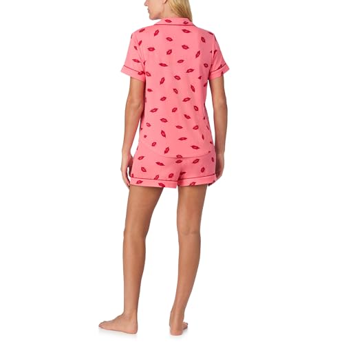 Image of kate spade new york Short Sleeve Brushed Jersey Notch Boxer Pajama Set