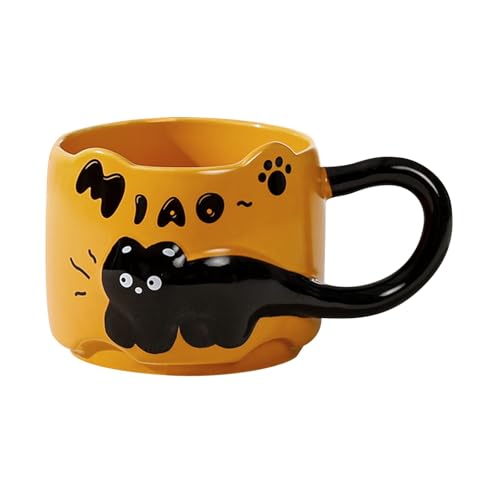 FLYGWIN マグカップ コーヒーカップ 猫和風マグカップ 陶器 セラミック大容量 可愛い コップオシャレ 洗いやすい 焼き物 コップ 珈琲 紅茶 緑茶 食器 結婚祝い 生日礼物 引越し祝い 記念日 プレゼント 暖かいお茶