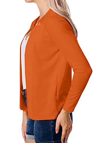 Yming Damen Frühling Jacke Elegant Bolero Einfarbig Business Vorne Offen Bürojacke Orange M