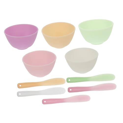 VINTORKY 5pcs Silicone Facial Mask Mixing Bowl Bowls Stirring Rods for Diy and Beauty Treatments Easy to Clean Random Colors