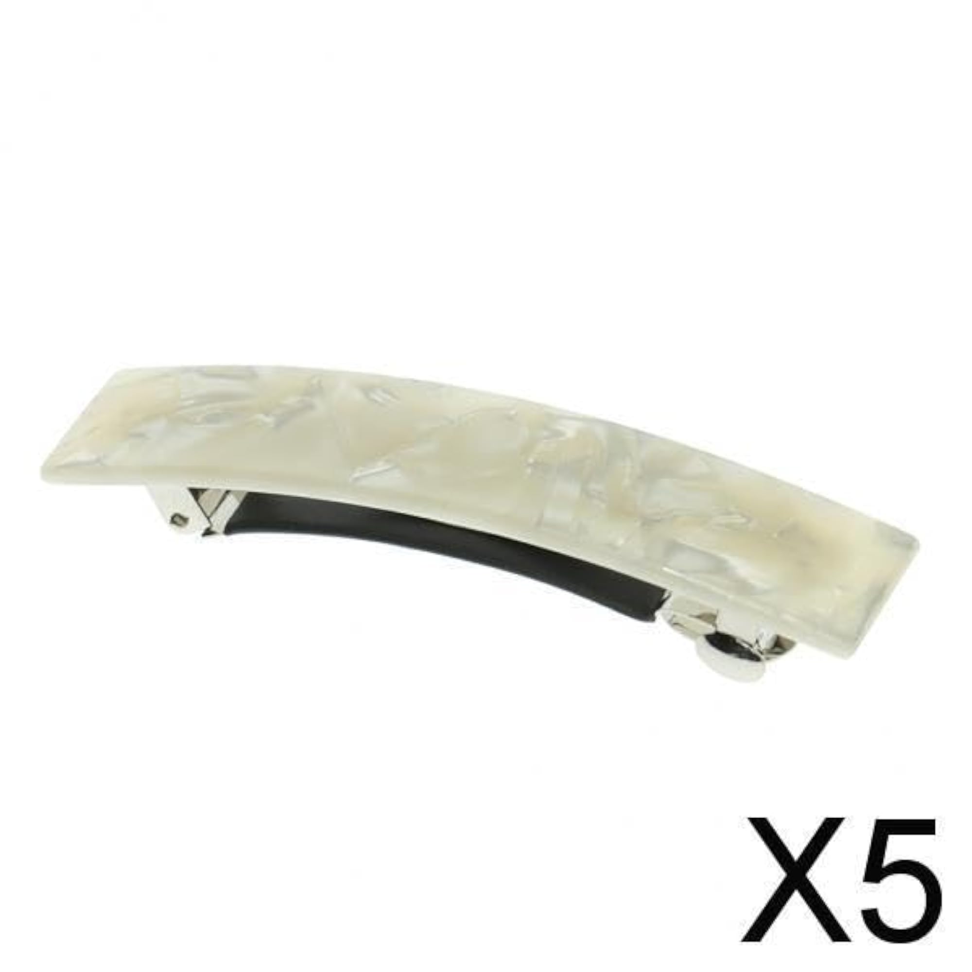 5x French Style Acetate Leopard Automatic Barrette Ponytail Holders