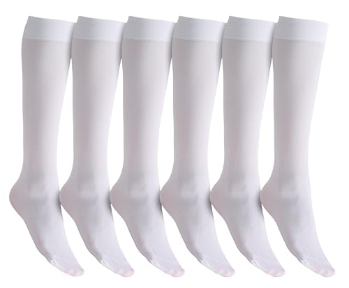 Image of Winterlace Women's Trouser Socks, Opaque Stretchy Nylon Knee High, Many Colors, 6 or 12 Pairs