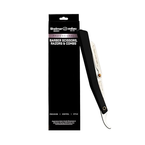 Image of Shalimar Brand Professional Barber Straight Edge Shaving Facial Face Beard Blade Razor, Black Hand, Traditional Barber Style For Men and Women