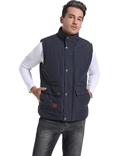 Flygo Men's Winter Warm Outdoor Padded Puffer Vest Thick Fleece Lined Sleeveless Jacket4