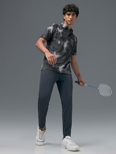 Image of TECHNOSPORT Mens Slim Fit All Over Print Half Sleeve Polo T-Shirt with UPF50+, Quick Dry for Regular Use