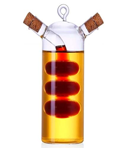 Ölflasche Glas mit Korken 2in1 | 300ml - 19cm | Mundgeblasen | Karaffe - Ölkanne für Olivenöl und Essig