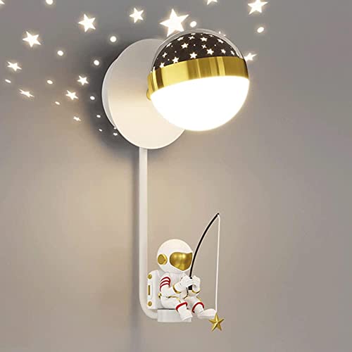 Applique murale LED astronaute noire dimmable avec projecteur lune pour chambre enfant