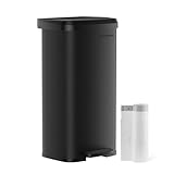 SONGMICS Cubo de basura de cocina de 68 litros, de metal, con tapa, alto, estrecho y espacioso, negro LTB520B6802