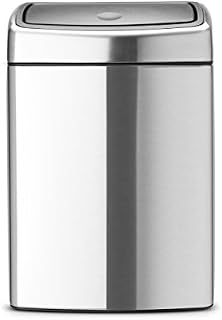 Brabantia Wall-Mounted Rectangular Touch Bin 10 Litre, Fingerprint Proof Matt Steel