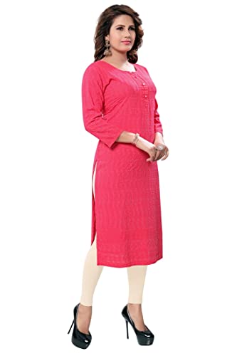 Image of DARIKA Women's Cotton Chikankari Straight Kurti Multiple Color in from Small to Plus Size.