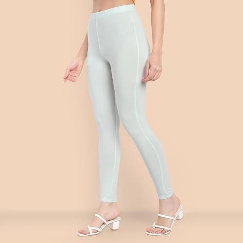 Image of ONE SKY Women Ankle Length Leggings | Premium Cotton Modal Spandex Blend | High Waist Stretchable & Bio-Washed Fabric | Colour-Lock | Ethnic Leggings for Women