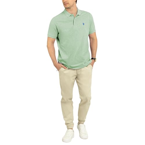Image of U.S. POLO ASSN. Men Cotton Regular Fit Solid Polo With Small Pony | Two-Button Closure Pique Polo Shirt, Summer Fashion Golf Shirt