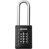 NOVLOCK Cadenas à code anse longue 7 cm – robuste et résistant, combinaison 4 chiffres – p...