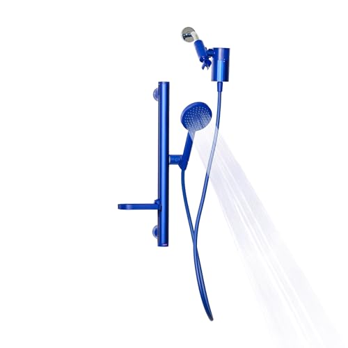 Sproos! - Shower Kit + Filter Blue - Slide bar 3 Spray Functions Plus Pause Extra Long 70 Inch Hose - Easy DIY Installation - High Pressure Performance