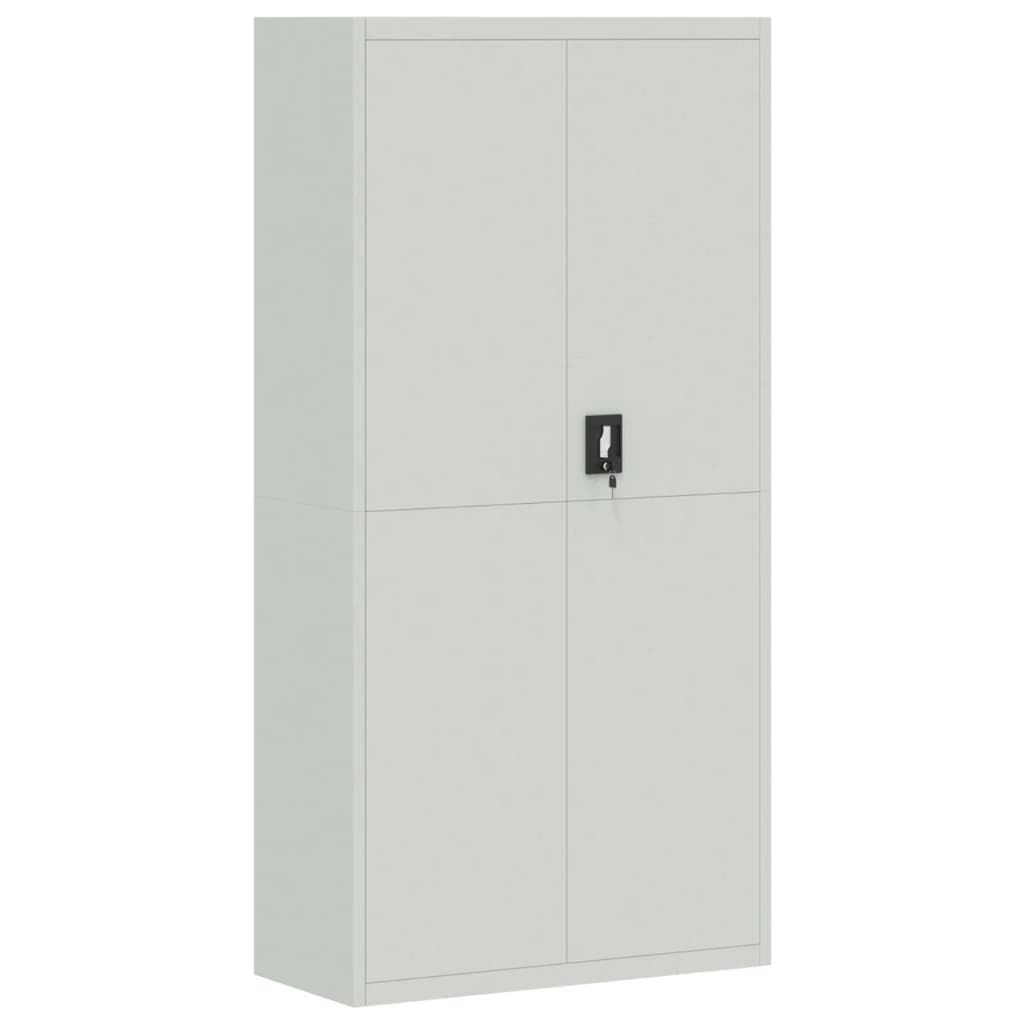 Armario archivador 90 x 40 x 180 cm, acero, con cerradura, color gris claro con 4 estantes para documentos y suministros de oficina