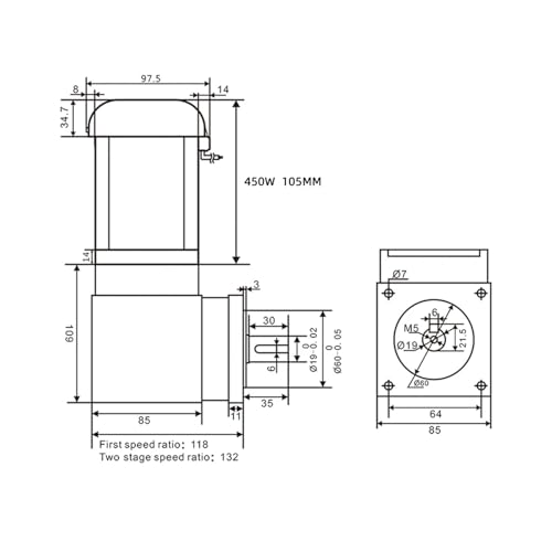 Moteur de décélération CC sans balais 220V 450W à angle droit