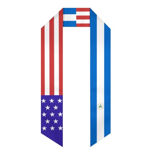 Nicaragua Nicaraguan America Flag Graduation Stole Shawl Sash for Men Women Unisex Adult Double Sided Lightweight Scarf Class of 2025 Graduate Gift for Study Aboard International Students
