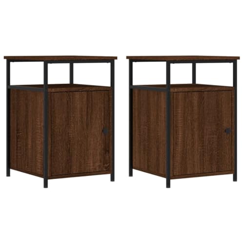 vidaXL Mesitas de Noche 2 uds contrachapada Roble marrón 40x42x60 cm