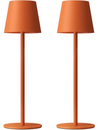 Image of Kakanuo Cordless Table Lamp Rechargeable Orange - KK 2 Pack 5000mAH Battery Operated Lamp for Counter, 3 Color Stepless Dimming Wireless Lamp for Dining Kitchen, Outdoor Patio, Touch Control