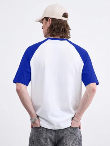 Image of LEOTUDE Oversized Phoenix City 602 Graphic Baseball Tee for Men | Half Sleeve Round Neck Drop Shoulder | Made Athletic Raglan T-Shirt Casual Streetwear Red White Sports T-Shirt for Men's (Color:Blue)
