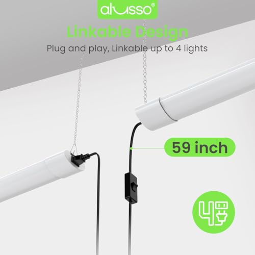 Image of ALUSSO LED Shop Lights 4FT for Garage, 4800LM Adjustable 20W /30W /40W, 5CCT 2700K 3000K 4000K 5000K 6500K, 120V, Warm to Cool Daylight Linkable Shop Lights for Workshop, ETL, 2 Pack