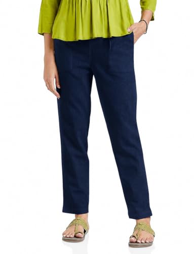 Image of DIGITAL SHOPEE Women Cotton Regular Fit Elastic Waist Casual Ankle Pant Trouser with Two Side Pocket