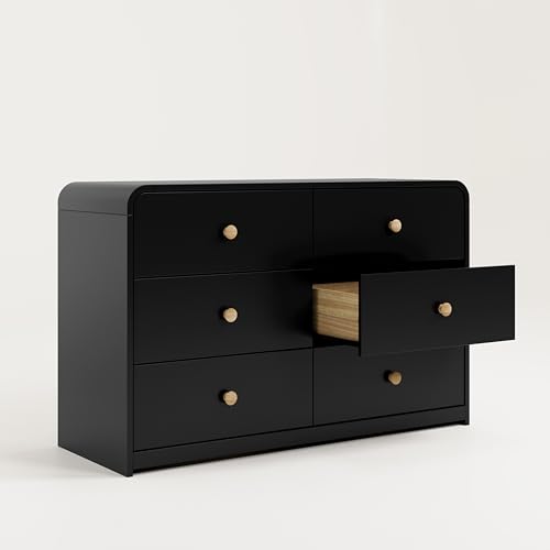 image for Storkcraft Santos 6 Drawer Dresser (Black) - Dresser for Nursery, 6 Dr