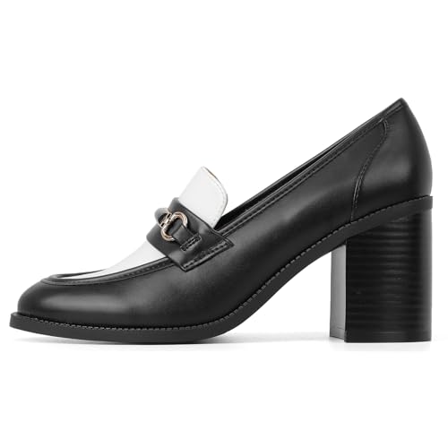 CosyFever Women's Loafer Pumps 3 Inch Block Chunky Heel Slip On Trendy Office Work Business Shoes for Dressy Casual Formal2