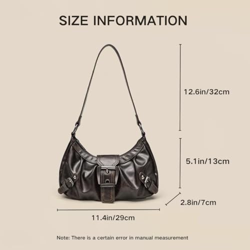 Women's Vintage Hobo Shoulder Bag - Y2K Punk Distressed PU Leather Grunge Fashion Satchel Purse3