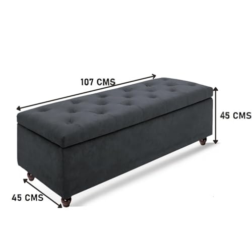 Image of Upholstered Storage Bench, Sofa Bench, Sofa couches, Ottoman Bench 2 Seater Sofa Chaise Lounger Pouffe for Living Room, Bedroom, Office | (Grey)