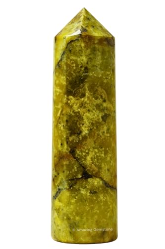 Image of Amazing Gemstone Green Opal Crystal Towers - Natural Healing Crystal Point Obelisk for Reiki Healing and Crystal Grid (3 Inch)