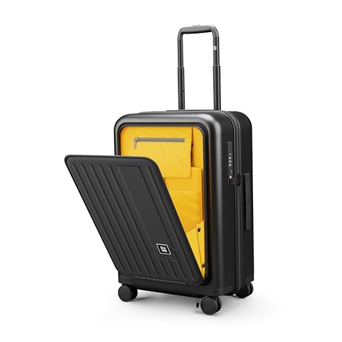 Image of EUME Cabin Pro Luggage Trolley for Travel 57cm, Cabin Bag | Trolley Bag Small for Luggage| with Laptop Sleeve | 100% Polycarbonate (PC) 8 SilentRun Hinomoto Wheels, Charcoal Black