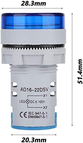 Digital Mini LED Display Voltmeter, DC 6-100V LED Voltmeter Light Digital Display DC Voltage Meter Indicator Round Lamp Tester (Blue)