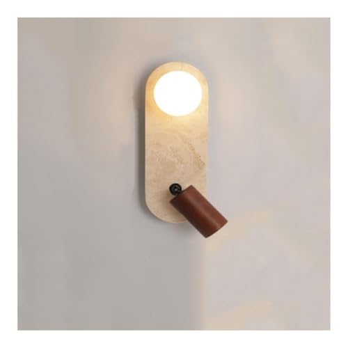 TONFON Lámpara de pared de cristal de leche de mármol nórdico, aplique de pared moderno Wabi Sabi, foco de piedra natural, lámpara montada en la pared for dormitorio entrada restaurante(Walnut color)