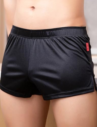 Mens Satin Silk Boxers Sexy Lounge Shorts Low Rise Pajama Bottoms Silky Sleep Briefs Underpants3