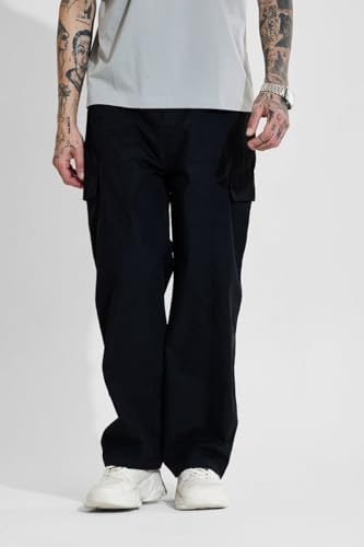 Image of SNITCH Button Closure Cotton Blend Light Weight Machine Wash Full Length Loose Fit Cargo Pants